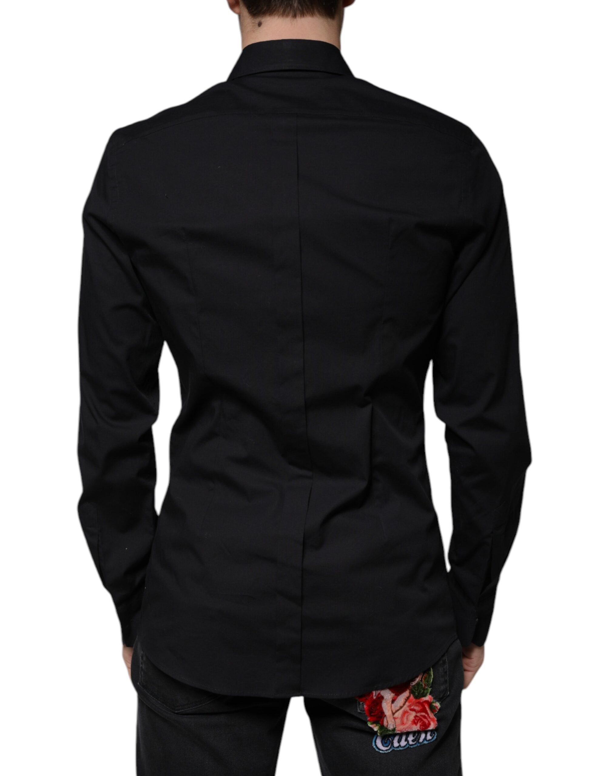 Dolce & Gabbana Black long-sleeved GOLD shirt with eye patch